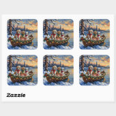 Shih Tzu Christmas Boat Holiday スクエアシール (シート)