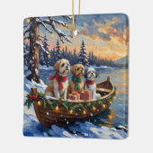 Shih Tzu Christmas Boat Holiday セラミックオーナメント (左)
