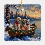 Shih Tzu Christmas Boat Holiday セラミックオーナメント (正面)