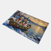 Shih Tzu Christmas Boat Holiday ドアマット (アングル)