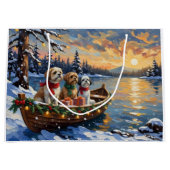 Shih Tzu Christmas Boat Holiday ラージペーパーバッグ (正面)