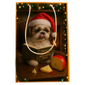Shih Tzu Christmas gift bag  ミディアムペーパーバッグ (正面)