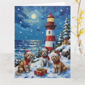 Shih Tzu Christmas Lighthouse Holiday カード (黄色い花)