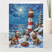 Shih Tzu Christmas Lighthouse Holiday カード (正面)