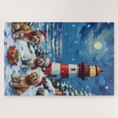 Shih Tzu Christmas Lighthouse Holiday ジグソーパズル (横)