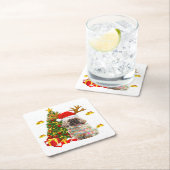 Shih Tzu Christmas Lights Tree | Santa Xmas スクエアペーパーコースター (インサイチュ)