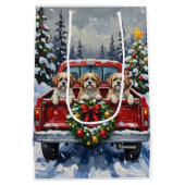 Shih Tzu Christmas Red Truck Holiday ミディアムペーパーバッグ (裏面)