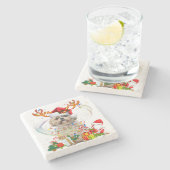 Shih Tzu Christmas Reindeer | Christmas Lights ストーンコースター (横)