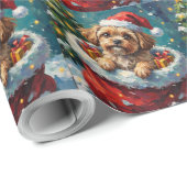 Shih Tzu Christmas Santa Bag Adventure ラッピングペーパー (ロールコーナー)