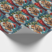 Shih Tzu Christmas Santa Bag Adventure ラッピングペーパー (角)