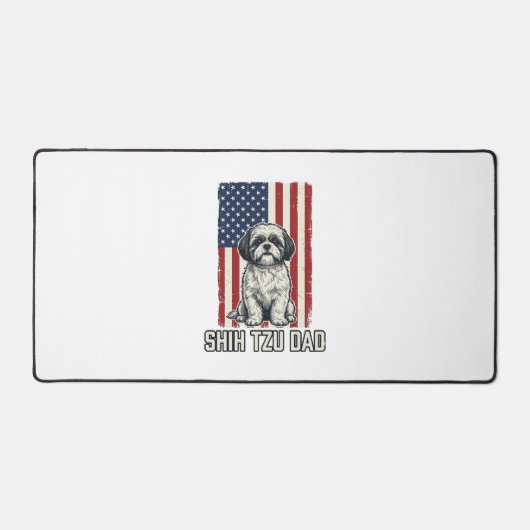 Shih Tzu Dad Patriotic Flag Vintage Dog Shirt_1 デスクマット (正面)