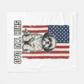Shih Tzu Dad Patriotic Flag Vintage Dog Shirt_1 フリースブランケット (正面(横))