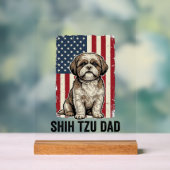Shih Tzu Dad Patriotic Vintage Dog Shirt Design_1 アクリルサイン (ニュートラル)