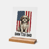Shih Tzu Dad Patriotic Vintage Dog Shirt Design_1 アクリルサイン (傾斜)