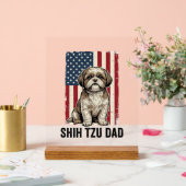 Shih Tzu Dad Patriotic Vintage Dog Shirt Design_1 アクリルサイン (ウェディング)