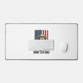 Shih Tzu Dad Patriotic Vintage Dog Shirt Design_1 デスクマット (キーボード&マウス)
