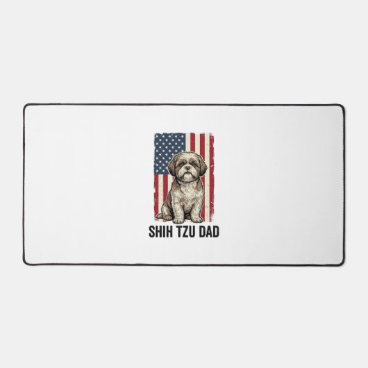 Shih Tzu Dad Patriotic Vintage Dog Shirt Design_1 デスクマット (正面)