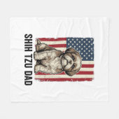 Shih Tzu Dad Patriotic Vintage Dog Shirt Design_1 フリースブランケット (正面(横))