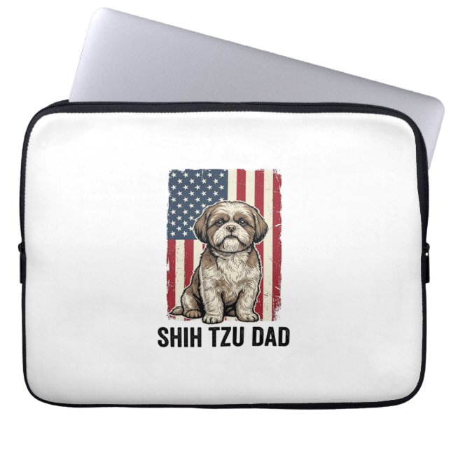 Shih Tzu Dad Patriotic Vintage Dog Shirt Design_1 ラップトップスリーブ (正面)
