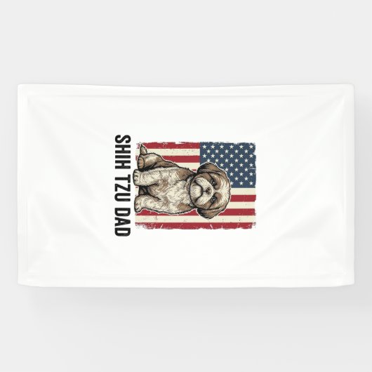 Shih Tzu Dad Patriotic Vintage Dog Shirt Design_1 横断幕 (横)