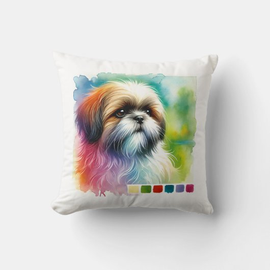 Shih Tzu Dog 200924AREF131 - Watercolor クッション (正面)