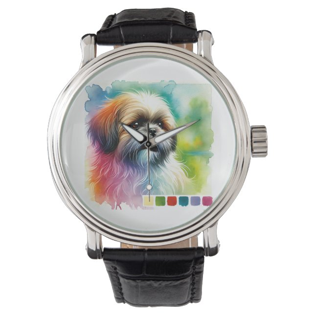 Shih Tzu Dog 200924AREF131 - Watercolor 腕時計 (正面)