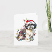 Shih Tzu Dog Christmas Lights Xmas Cute  カード (正面)