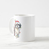 Shih Tzu Dog Christmas Lights Xmas Cute  コーヒーマグカップ (正面左)
