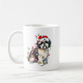 Shih Tzu Dog Christmas Lights Xmas Cute  コーヒーマグカップ (左)