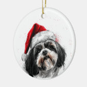 Shih Tzu Dog Christmas Personalized セラミックオーナメント (左)