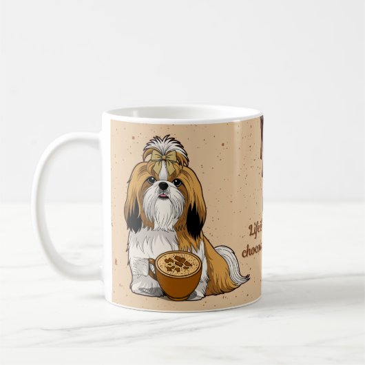 Shih Tzu Dog Cream Mug コーヒーマグカップ (左)