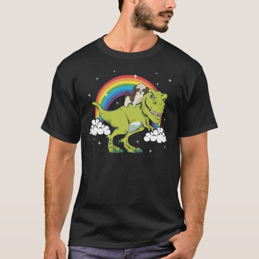 Shih Tzu Dog Dinosaur T Rex Dino Tシャツ (正面)