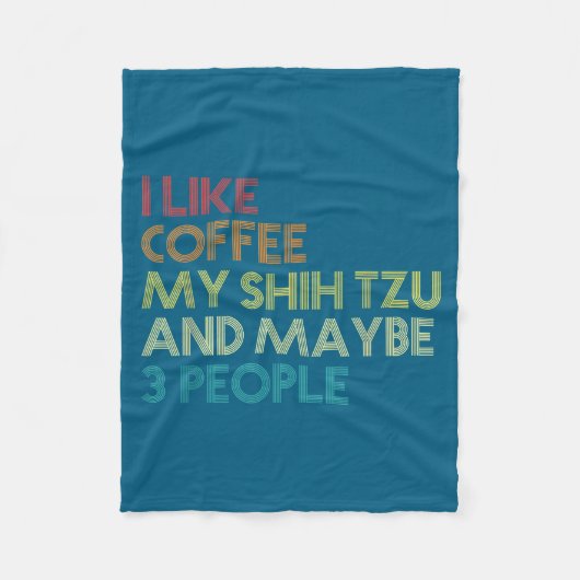 Shih Tzu Dog Owner Coffee Lovers Funny Quote Vinta フリースブランケット (正面)