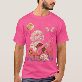 Shih Tzu Dog Playing Guitar Cottagecore Tシャツ