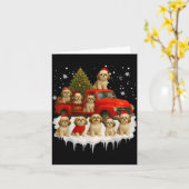 Shih Tzu Dog Red Truck Christmas Tree Santa Ugly X カード (黄色い花)