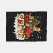 Shih Tzu Dog Red Truck Christmas Tree Santa Ugly X フリースブランケット (正面(横))