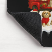 Shih Tzu Dog Red Truck Christmas Tree Santa Ugly X マウスパッド (コーナー)