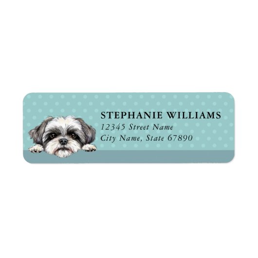 Shih Tzu Dog Return Address Labels ラベル (正面)