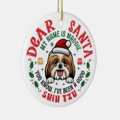 Shih Tzu Dog Santa Personalized Christmas Tree セラミックオーナメント (右)