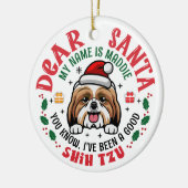 Shih Tzu Dog Santa Personalized Christmas Tree セラミックオーナメント (左)
