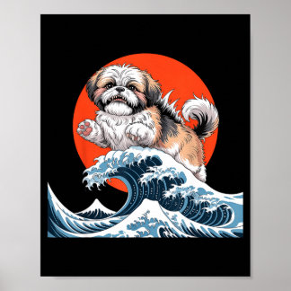 Shih tzu dog shihtzu dog japanese art shitzhu funn ポスター