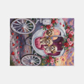 Shih Tzu Dog Valentine's Day フリースブランケット (正面(横))