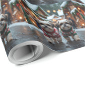 Shih Tzu Dogs Christmas Snow Holiday ラッピングペーパー (ロールコーナー)