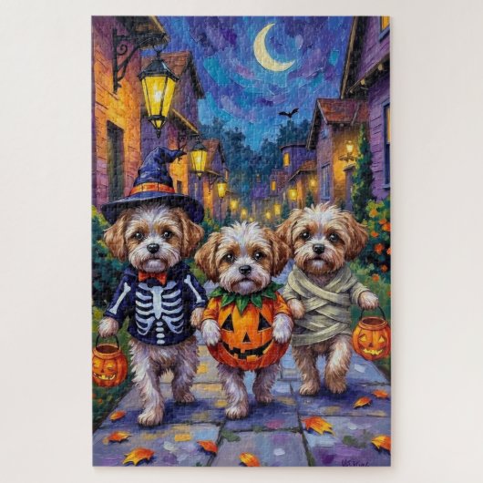 Shih Tzu Dogs Trick-or-Treating Halloween Costumes ジグソーパズル (縦)