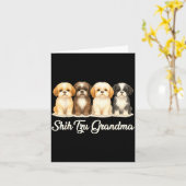 Shih Tzu Grandma Cute Dog Lover Gift Funny Women P カード (黄色い花)