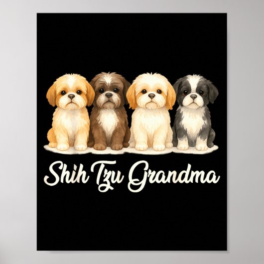 Shih Tzu Grandma Cute Dog Lover Gift Funny Women P ポスター (正面)