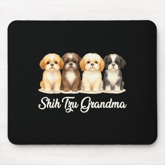 Shih Tzu Grandma Cute Dog Lover Gift Funny Women P マウスパッド (正面)