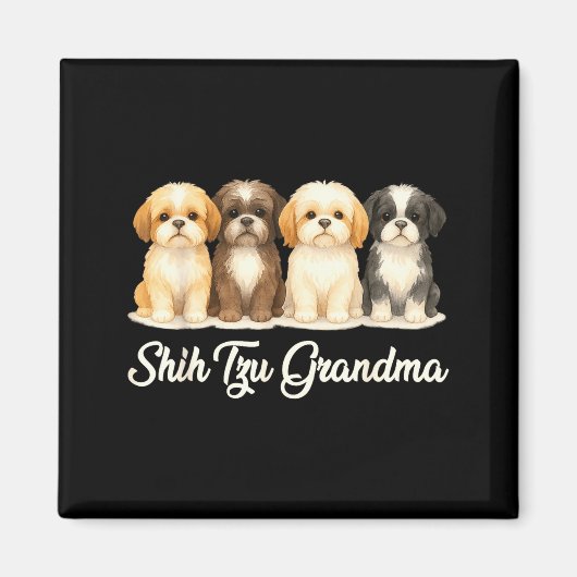 Shih Tzu Grandma Cute Dog Lover Gift Funny Women P マグネット (正面)