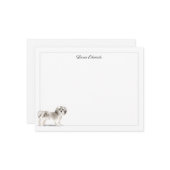 Shih Tzu Gray Border Personalized ノートカード (正面/裏面インサイチュ)