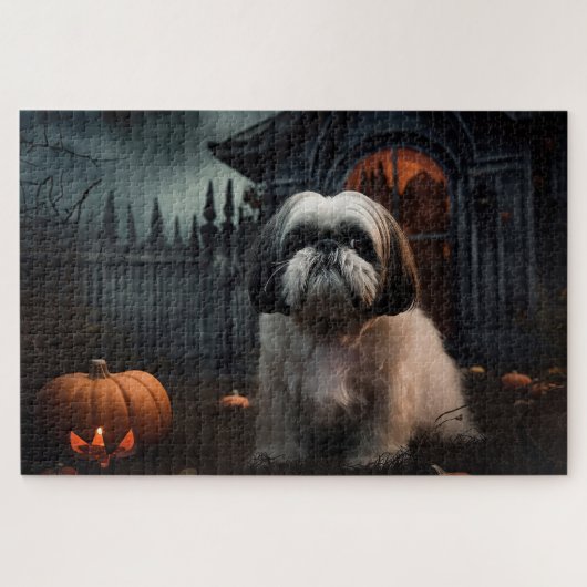 Shih Tzu Halloween Scary ジグソーパズル (横)